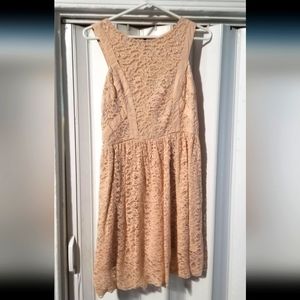 Rose gold lace dress with silver threading